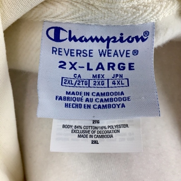 Champion Reverse Weave Old English Logo Cropped Hoodie Sweatshirt Size 2XL - Picture 10 of 10